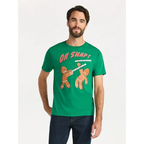 Christmas Men's and Big Men's Oh Snap Graphic Tee from Holiday Time, Sizes XS-3XL | Walmart (US)