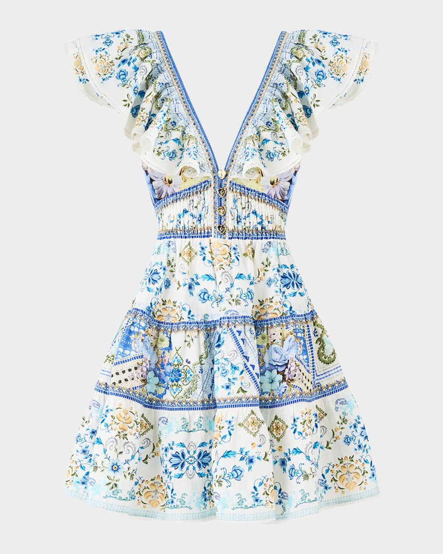 My Homespun Heart Tiered Frill Mini Dress | Neiman Marcus