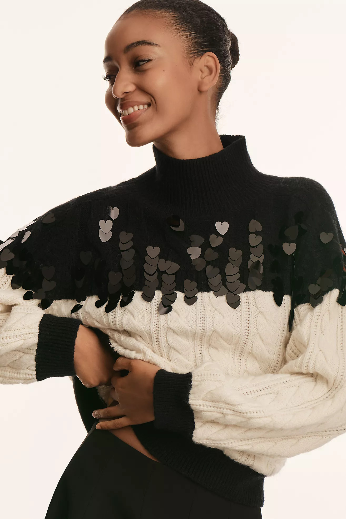 Maeve Colorblock Sequin Chunky Sweater | Anthropologie (US)