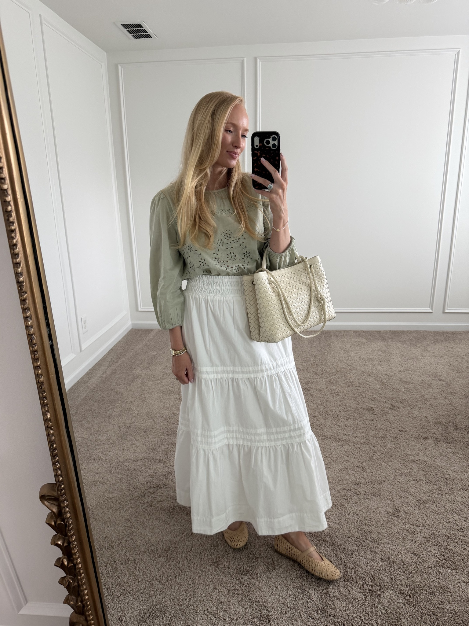 Spring work outfit idea! I got this white maxi shirt last year while pregnant and I’ve worn it so much! It’s very comfortable ash’s has a flattering a line shape. Wearing a small (the band is very stretchy). My sage green top is on sale

#LTKWorkwear