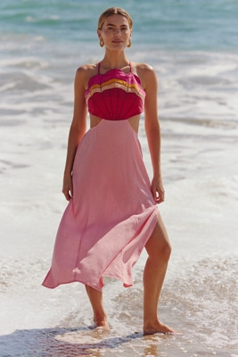 Celandine Linen Blend Shell Side-Cutout Midi Dress | Anthropologie (US)