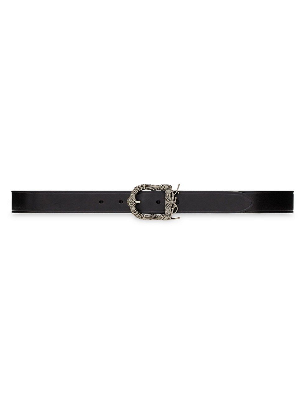 Engraved YSL Logo Leather Belt | Saks Fifth Avenue