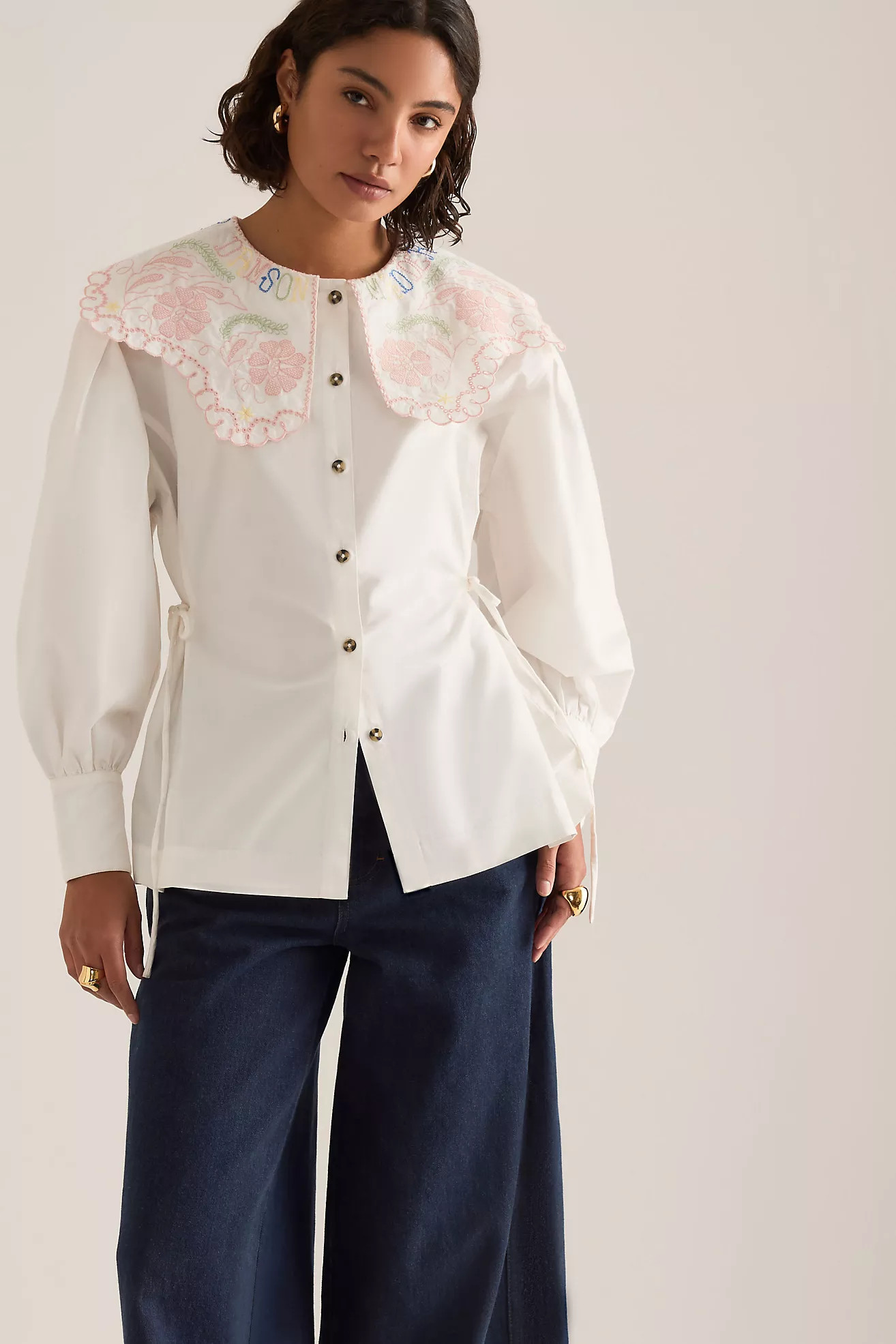 Damson Madder Valentina Embroidered Collar Blouse | Anthropologie (UK)