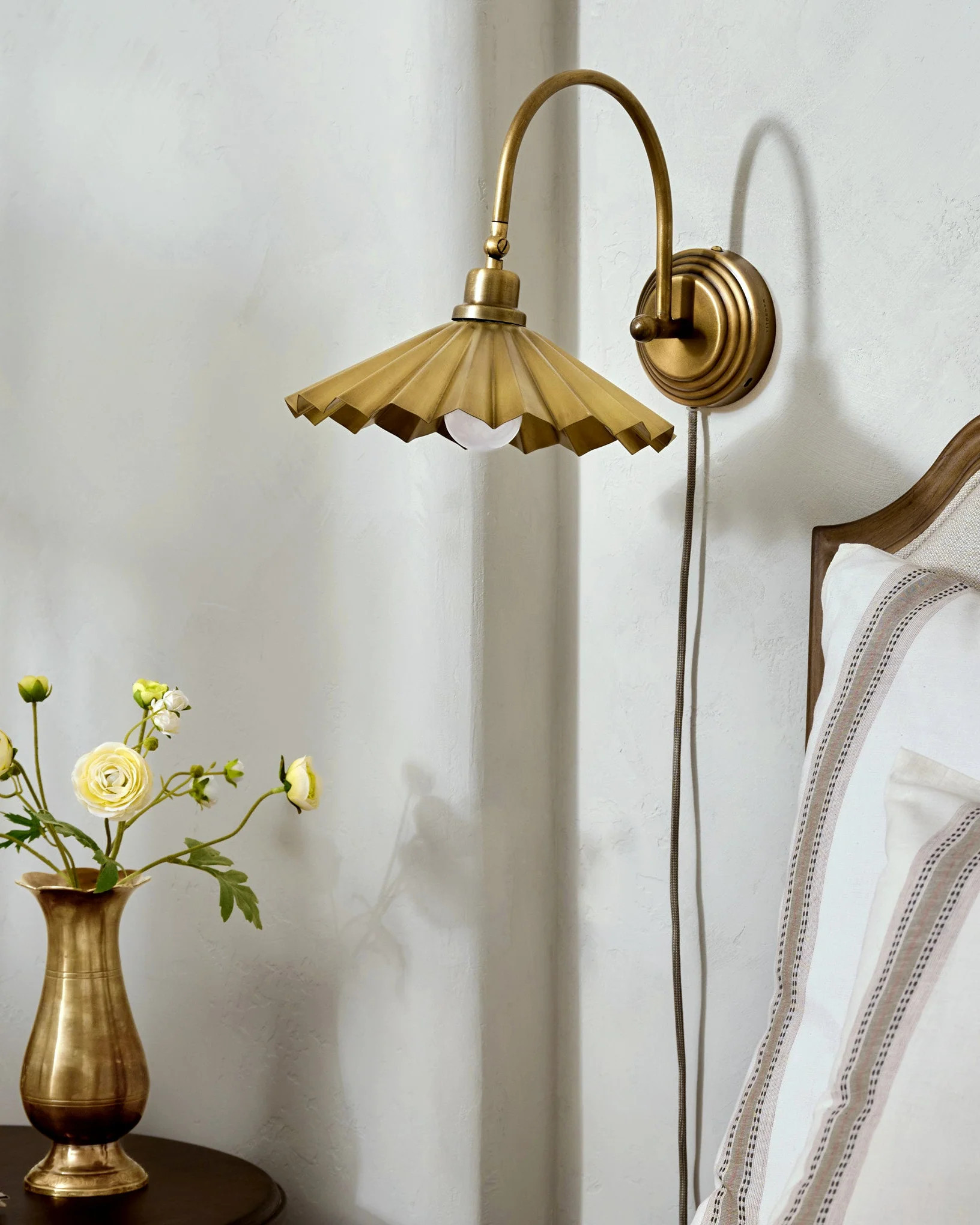 Brass Pleat Plug-in Sconce | Magnolia