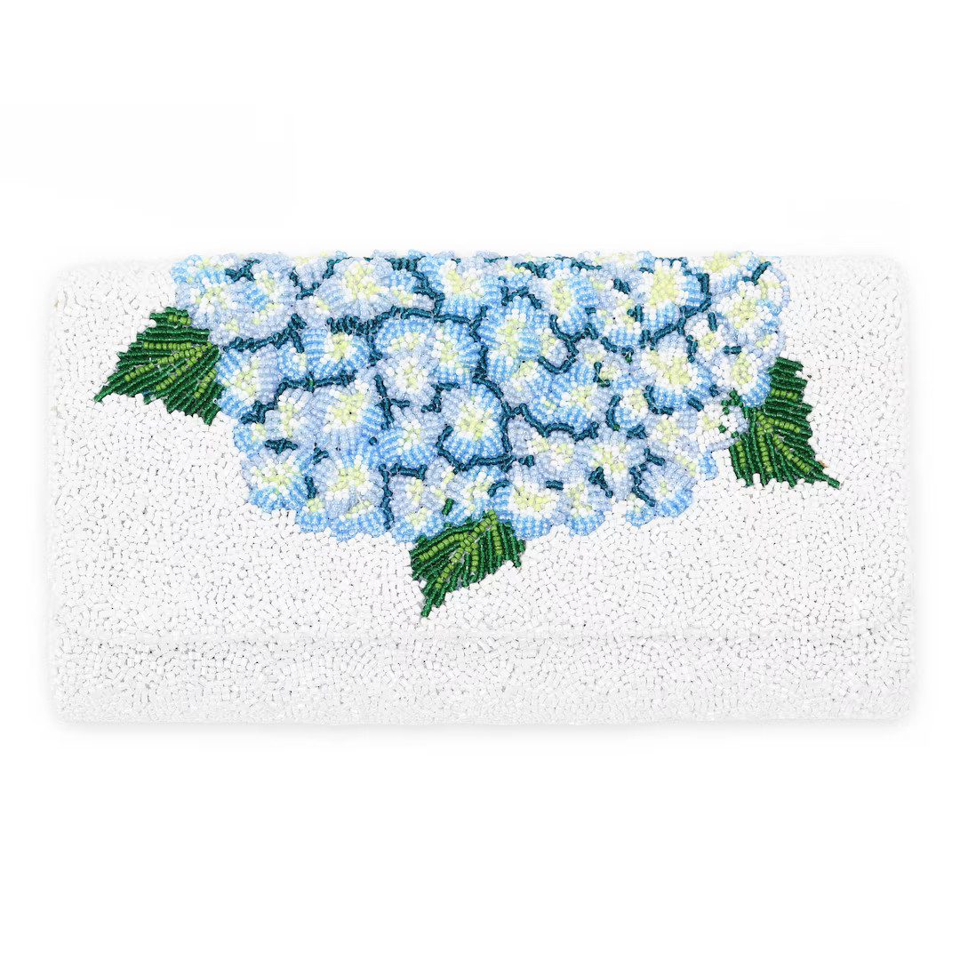Half Barrel Beaded Monogram Clutch Blue Hydrangea - Etsy | Etsy (US)