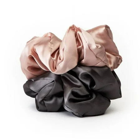 Kitsch Satin Pillow Scrunchies Ponytail Holder 2 Counts Charcoal and Blush | Walmart (US)
