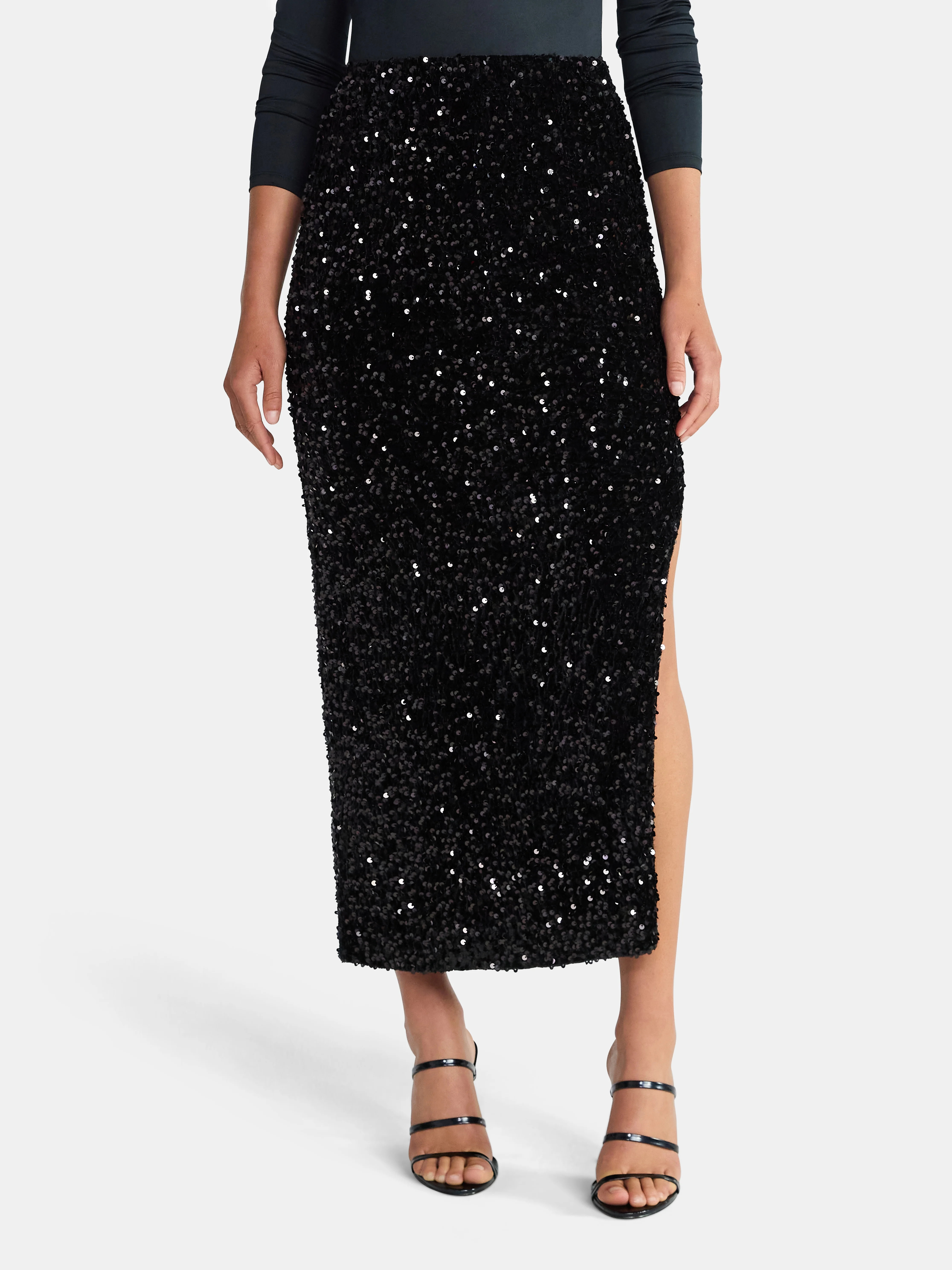 Madden NYC Women's Sequin Velour Maxi Skirt, Sizes XXS-XXL - Walmart.com | Walmart (US)
