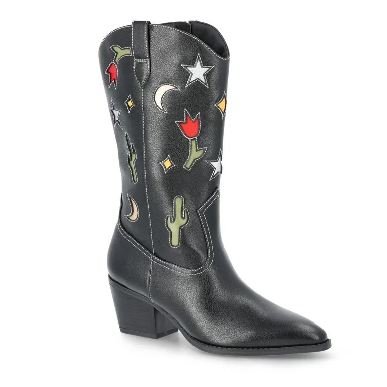 Women’s Faux Leather Western Boots - Size 11 Cowgirl Rodeo Mid-Calf Cowboy | Walmart (US)