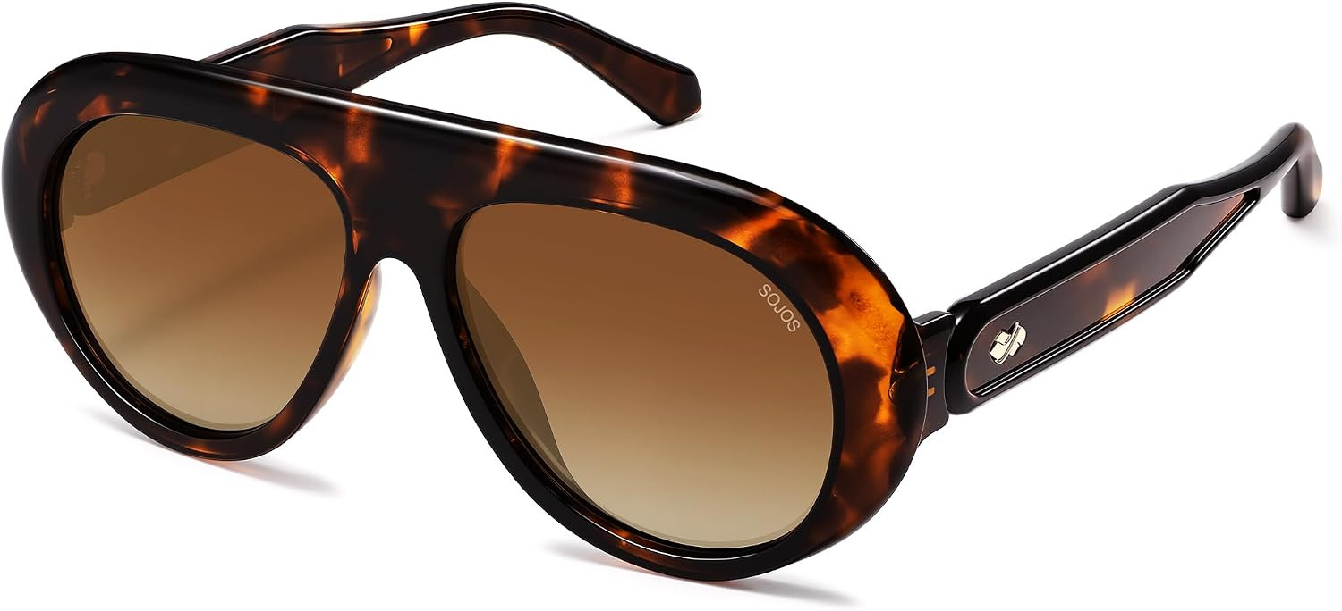 SOJOS Trendy Oversized Polarized Aviator Sunglasses for Women Men SJ2390 | Amazon (US)