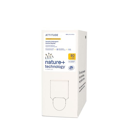 ATTITUDE Liquid Laundry Detergent, EWG Verified Laundry Soap, HE Compatible, Vegan and Plant Based Products, Cruelty-Free, Citrus Zest, Bulk Refill, 80 Loads, 67.6 Fl Oz | Amazon (US)