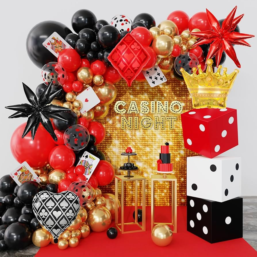 144PCS Dice Favor Boxes Casino Theme Party Decorations , Casino Balloon Arch Garland Kit Red Blac... | Amazon (US)