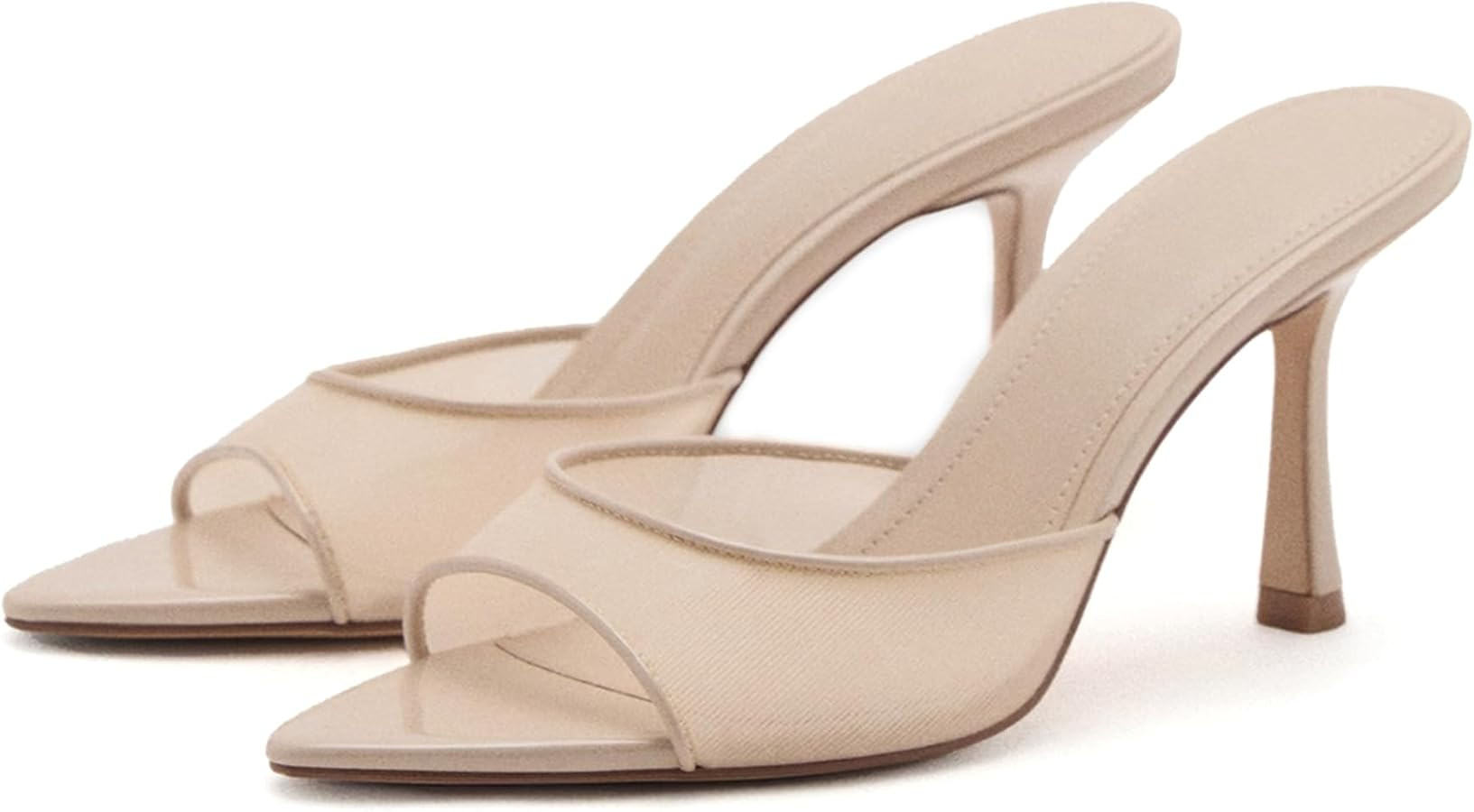 High Heel Mules for Women Slip On Open Pointed Toe Classy Patent Leather Stiletto Pumps Formal Sl... | Amazon (US)