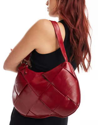 Glamorous woven shoulder bag in deep red | ASOS (Global)