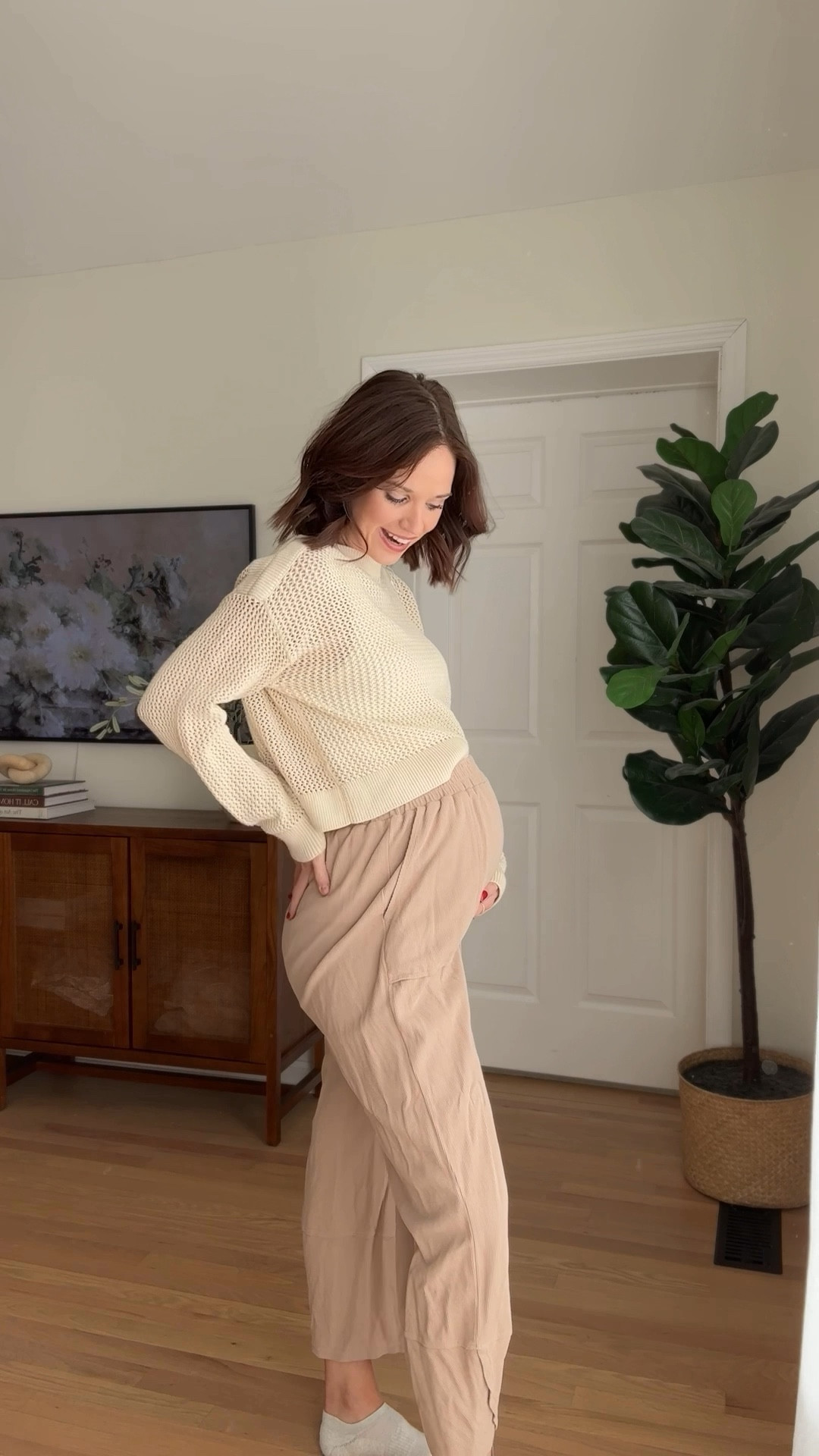 Sweater: wearing s
Pants : wearing m (same pair from pre pregnancy) 
Mesh flats: fit tts 
Denim jacket: small (fits oversized)

Pregnancy style // pregnancy outfit // bump friendly outfit // bump friendly style // maternity style // maternity outfit 

#LTKSeasonal #LTKStyleTip #LTKBump