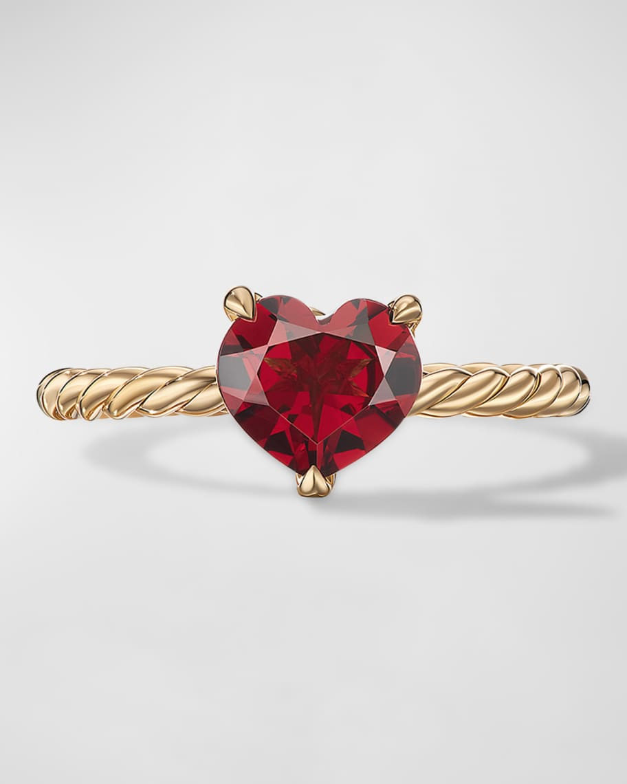 David Yurman Chatelaine Heart Ring with Garnet in 18K Gold, 7mm, Size 9 | Neiman Marcus