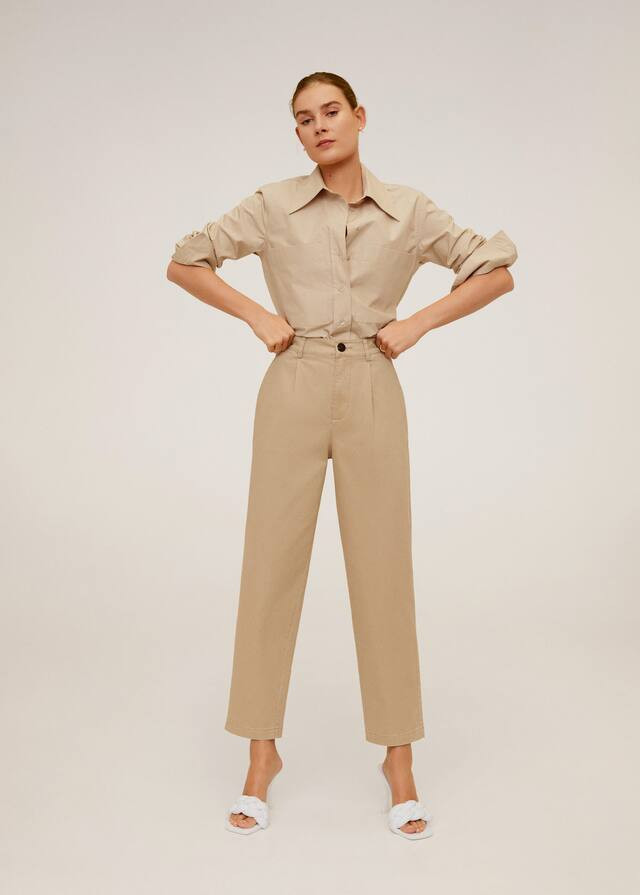 Relaxed fit cropped trousers | MANGO (US)