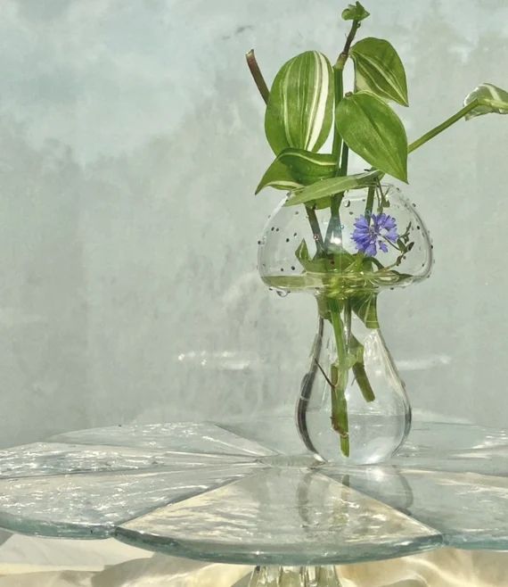 Mushroom Glass Vase Bejeweled With Swarovski Rhinestones - Etsy | Etsy (US)