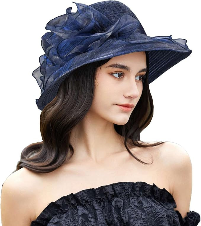 Organza Kentucky Fascinator Hat for Women - Derby Cocktail Tea Party Sun Hat Wedding Bridal Flowe... | Amazon (US)