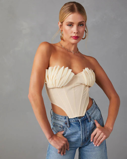 Melyssa Strapless Mesh Corset Top - Cream | VICI