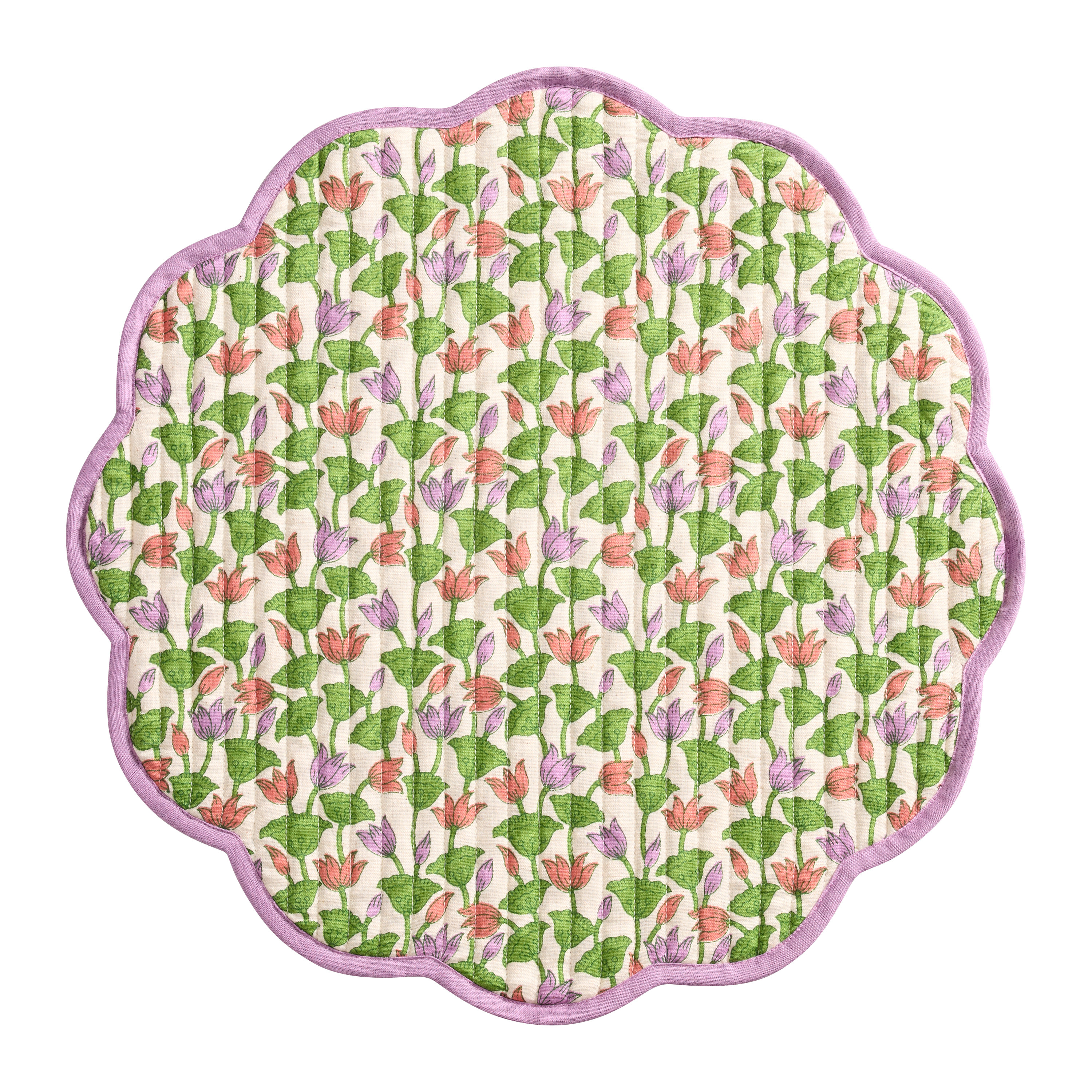 Round Floral Scalloped Reversible Placemat | World Market