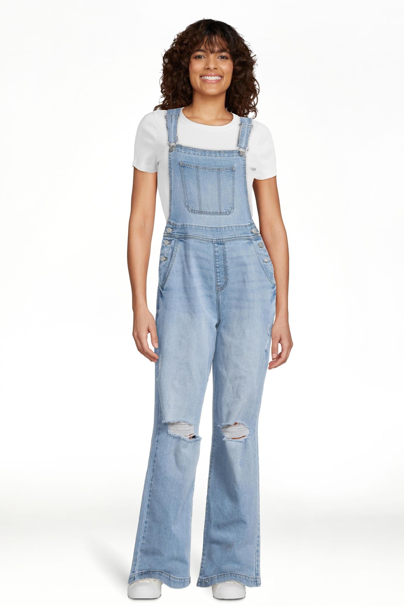 No Boundaries Relaxed Denim Overalls, Women’s | Walmart (US)