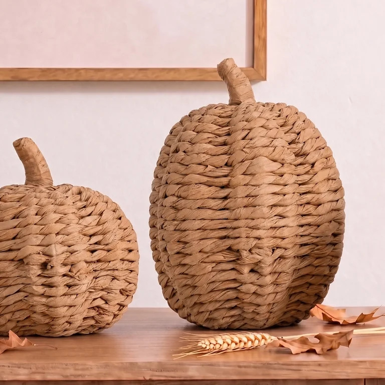 Medium Woven Pumpkin Tabletop Decoration, Brown, 9.5", Fall by Way To Celebrate | Walmart (US)