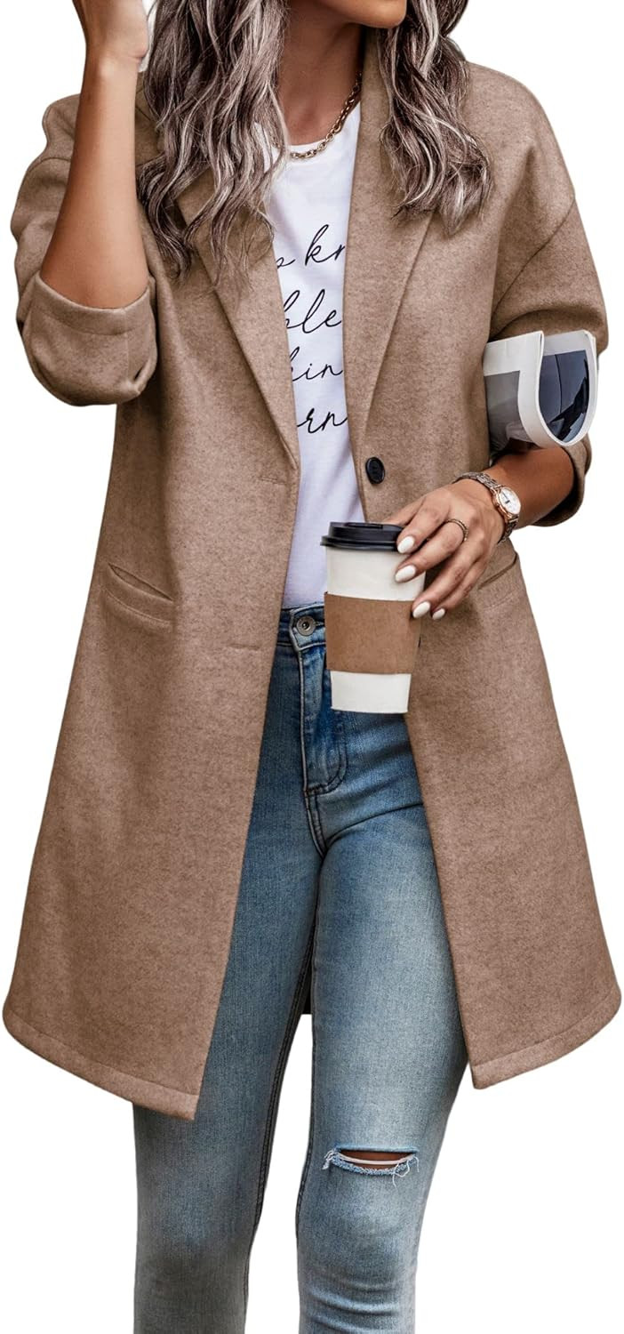 PRETTYGARDEN Women's 2023 Plaid Shacket Jacket Casual Button Wool Blend Winter Tartan Trench Coat... | Amazon (US)