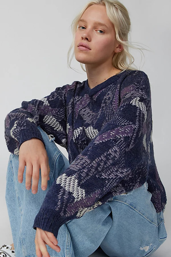 Urban Renewal Vintage Cropped Patterned Sweater | Urban Outfitters (US and RoW)
