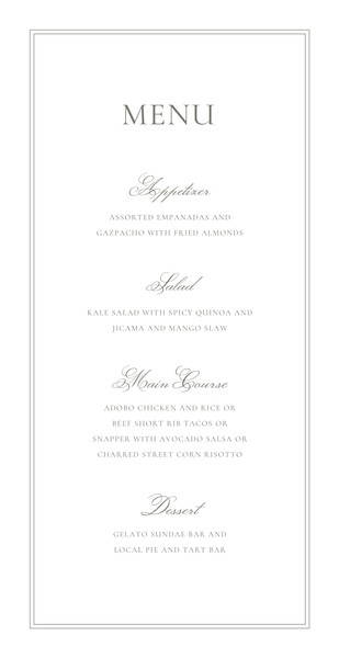 Wyncote | Dark Sage | Zola Wedding Menus | Zola
