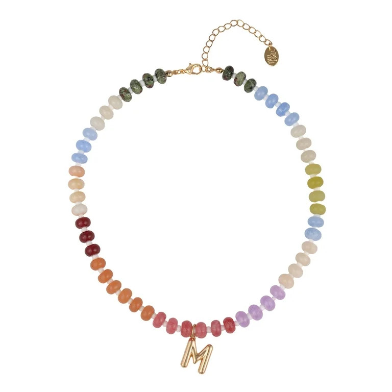 Time and Tru Goldtone Multicolored Bead Initial "M" Necklace | Walmart (US)