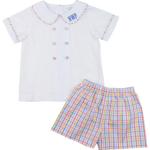 Multicolor Windowpane Double Breasted Short Set | Cecil and Lou