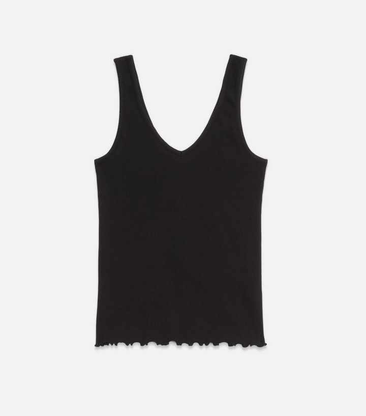 Black Ribbed V Front Frill Vest
						
						Add to Saved Items
						Remove from Saved Items | New Look (UK)