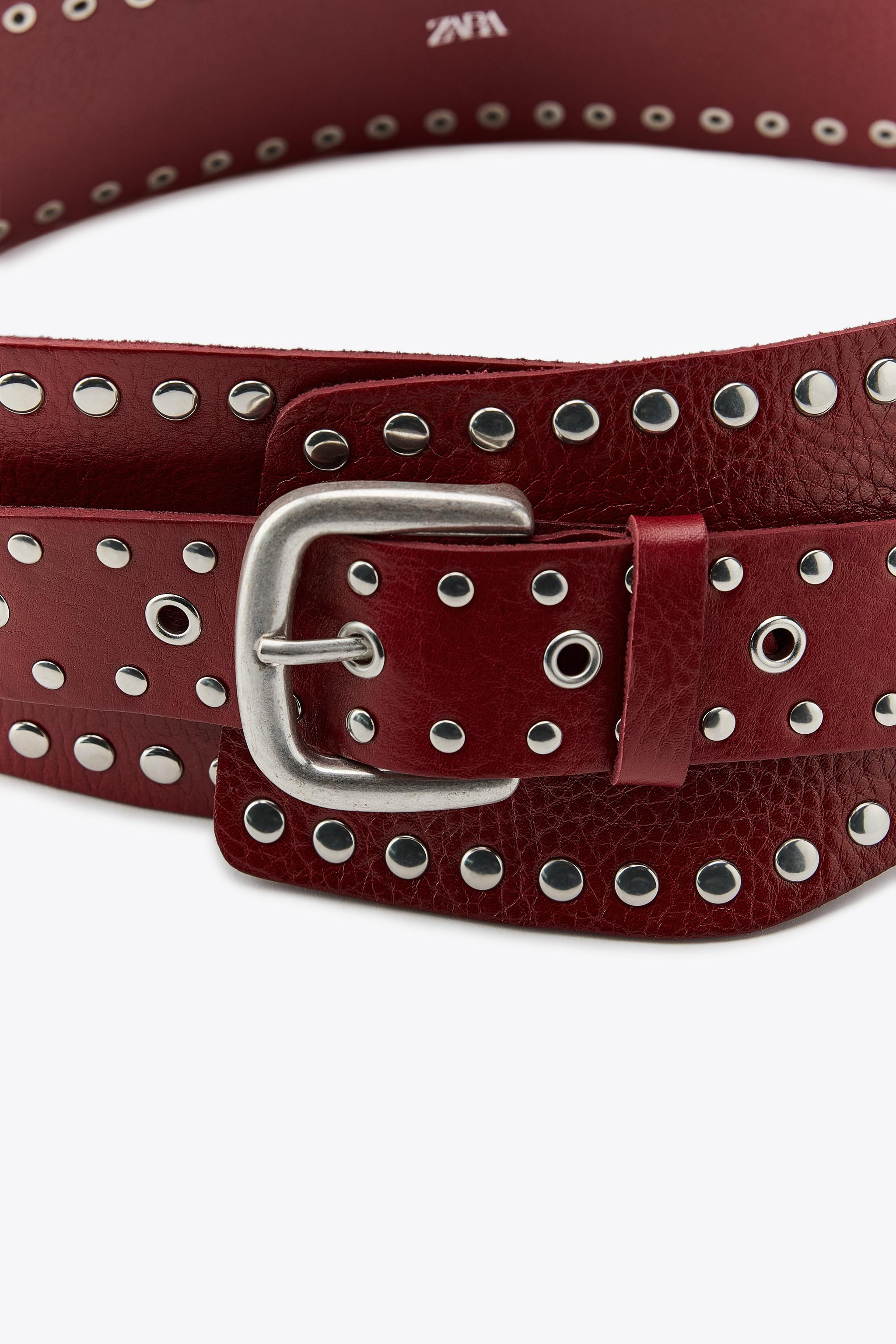 STUDDED LEATHER SASH BELT | Zara US
