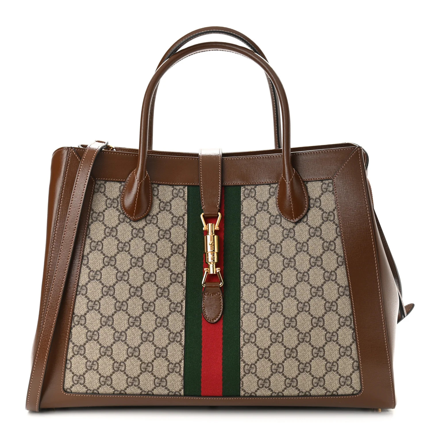 GUCCI GG Supreme Monogram Web Large 1961 Jackie Tote | FASHIONPHILE | Fashionphile