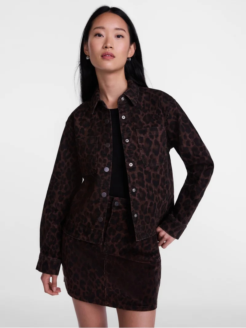 Scenario Women's Faux Leopard Print Jacket, Sizes XS-XXXL | Walmart (US)