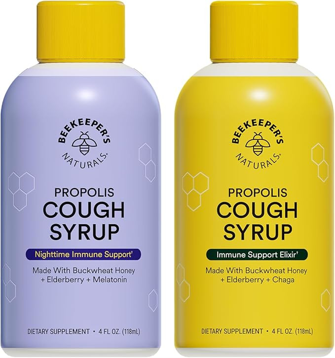 Beekeeper's Naturals Propolis Honey Cough Syrup – Adult Daytime & Nighttime Value Pack – Elde... | Amazon (US)
