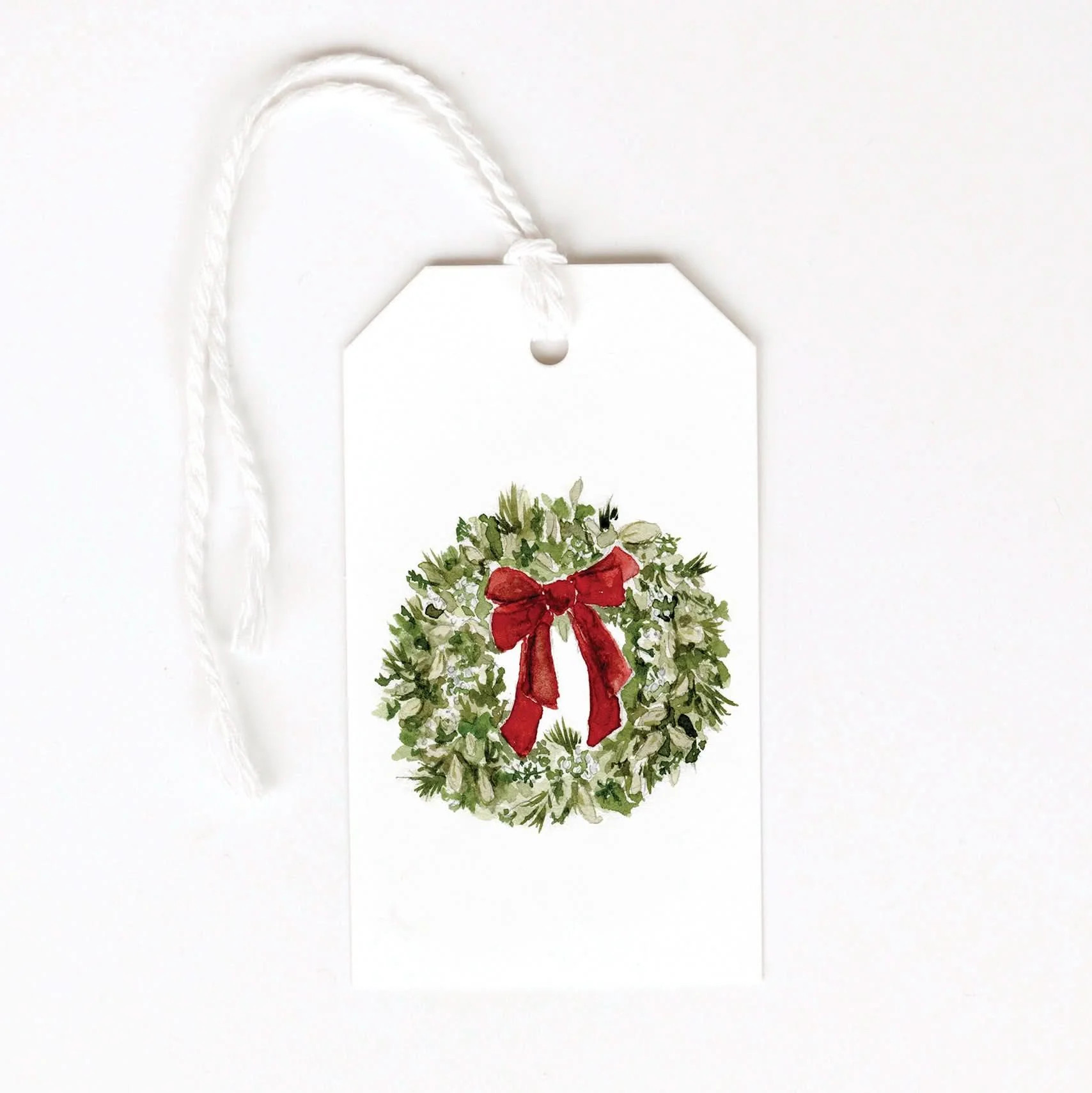 red bow wreath gift tags | Emily Lex Studio