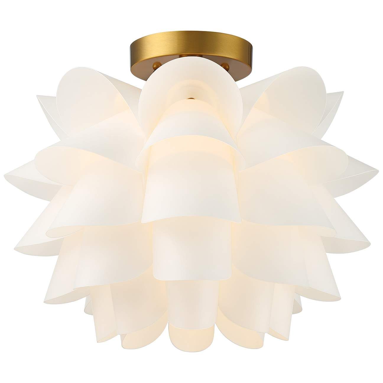 Possini Euro White Flower Gold Finish 15 3/4" Wide Ceiling Light | Lamps Plus