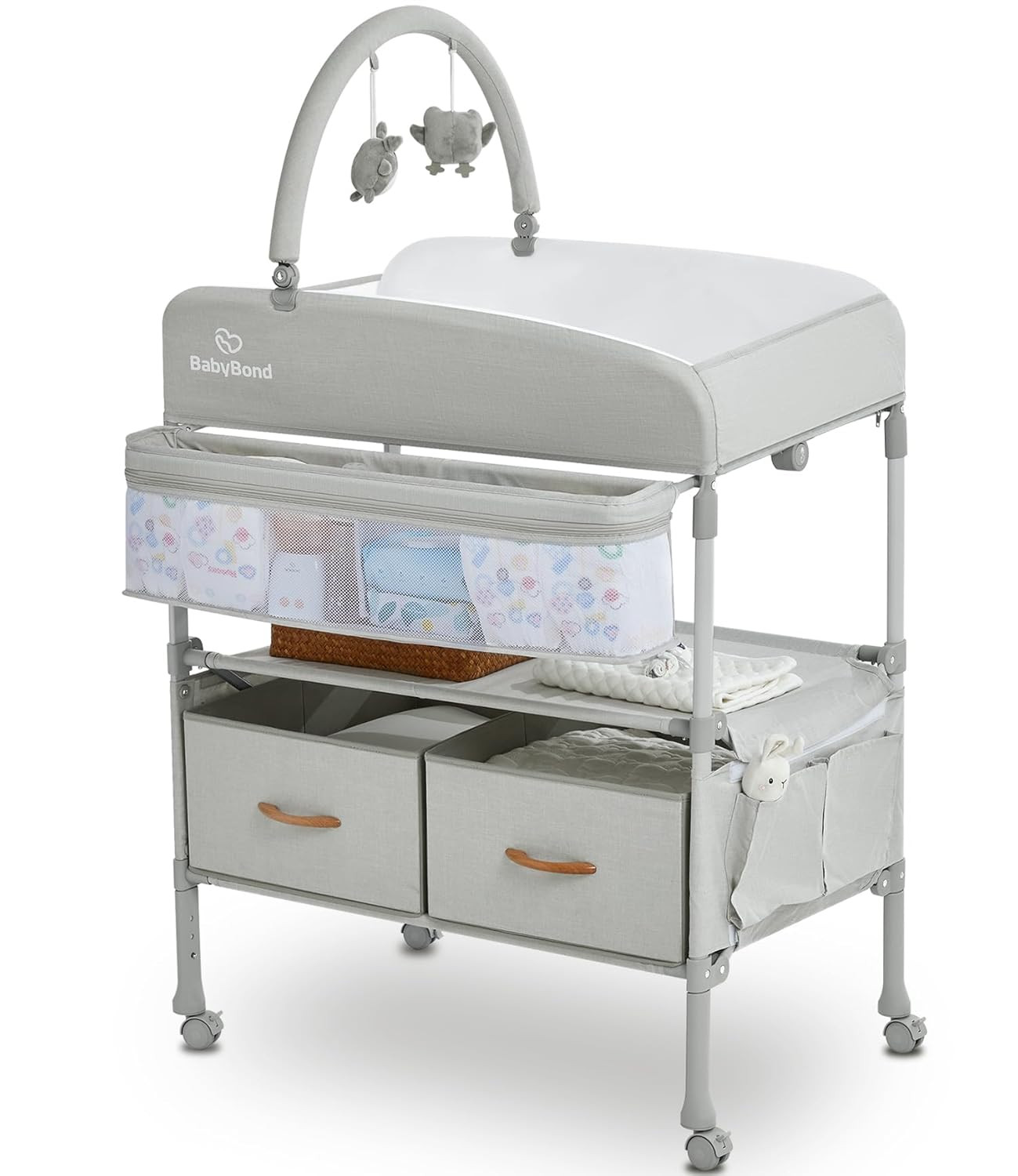 Portable Baby Changing Table with 2 Storage Baskets, BabyBond Foldable Changing Table Dresser Wat... | Amazon (US)