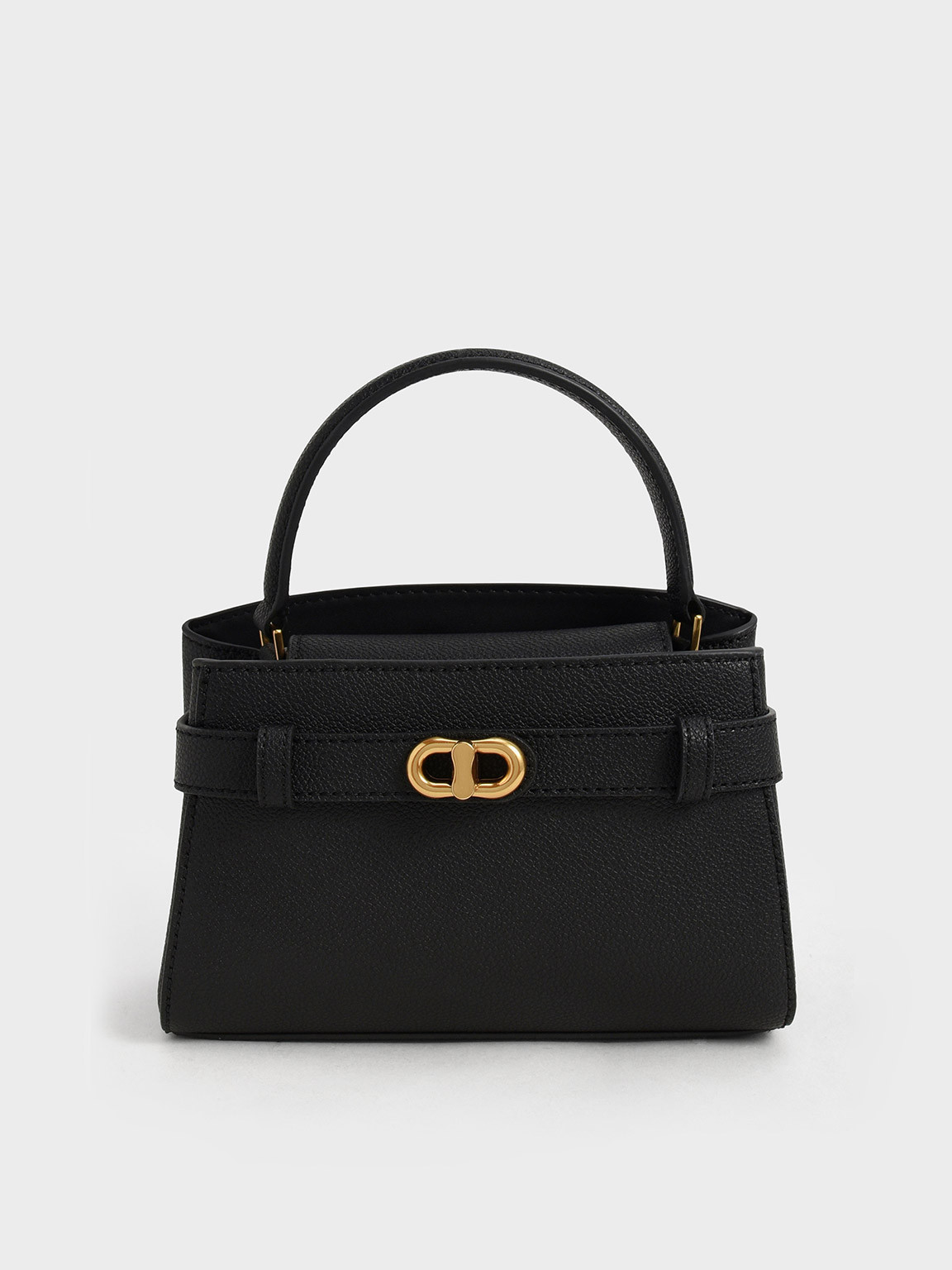 Black Aubrielle Metallic-Buckle Top Handle Bag | CHARLES &amp; KEITH | Charles & Keith US