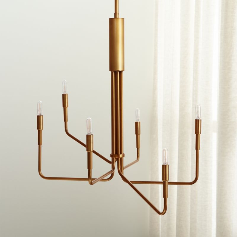 Clive Brass 6-Arm Chandelier + Reviews | Crate and Barrel | Crate & Barrel