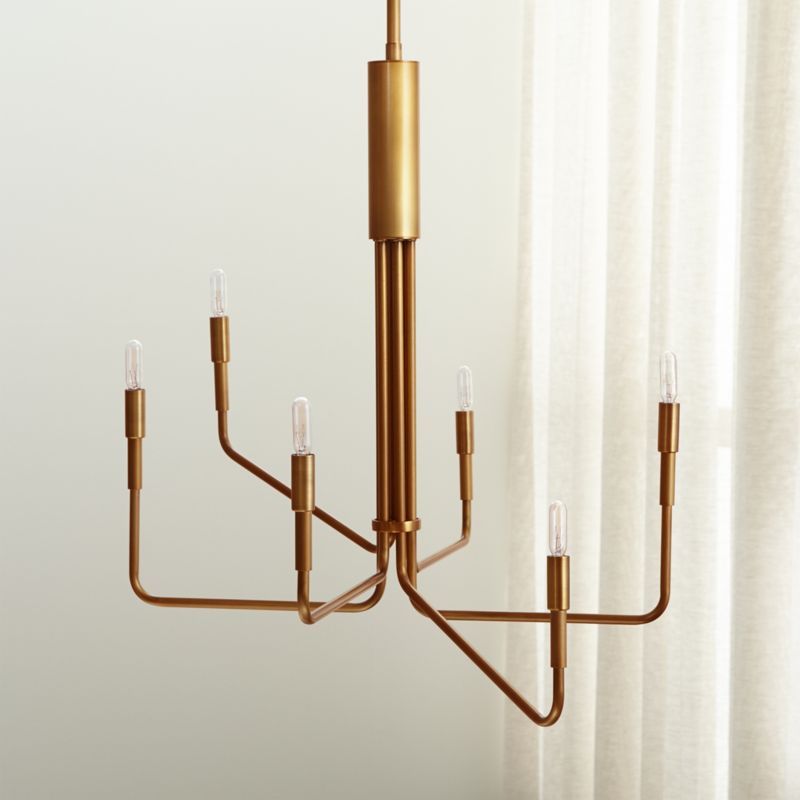 Clive Brass 6-Arm Chandelier + Reviews | Crate and Barrel | Crate & Barrel