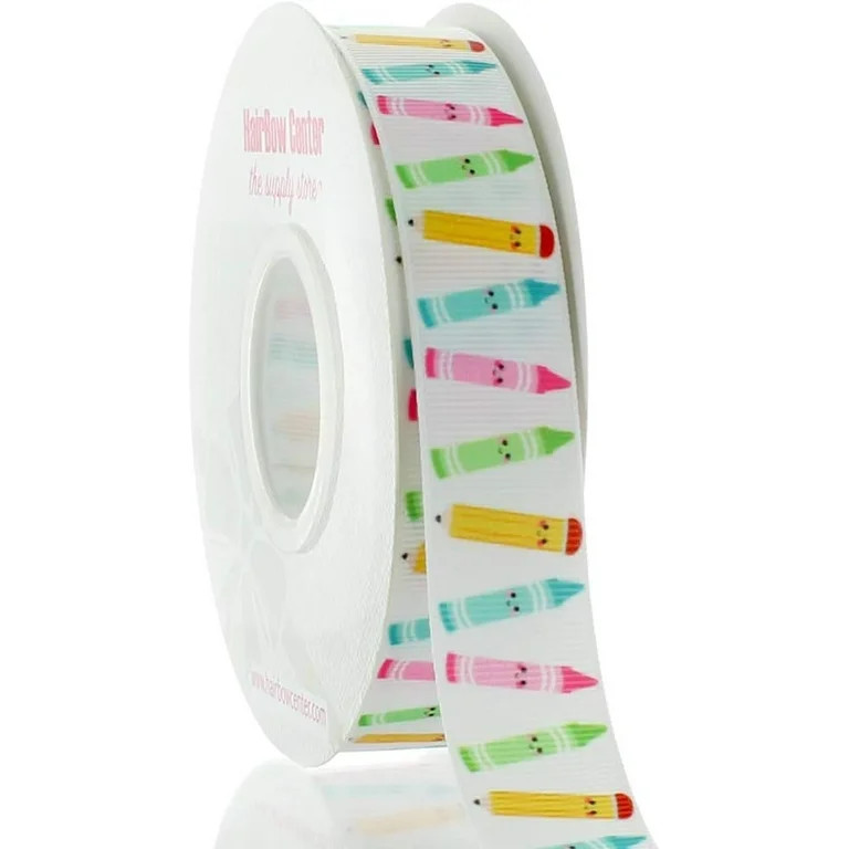 7/8" Back 2 School Crayons Grosgrain Ribbon 100yd | Walmart (US)