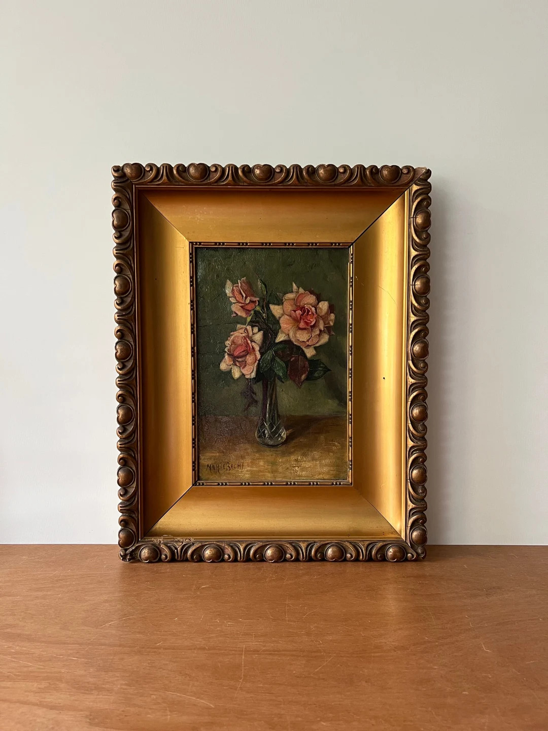 Antique roses oil painting, moody flower still life, floral still life, pink roses in vase, Dutch... | Etsy (US)