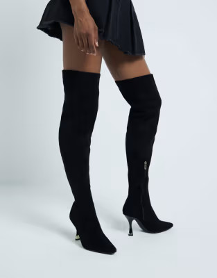 River Island suedette heeled boots in black | ASOS (Global)