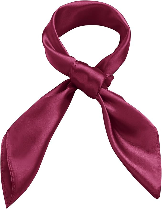 Women Silk Feeling Scarf 23.6'' Solid Color Square Satin Scarf Neck Head Bandana for Halloween Co... | Amazon (US)