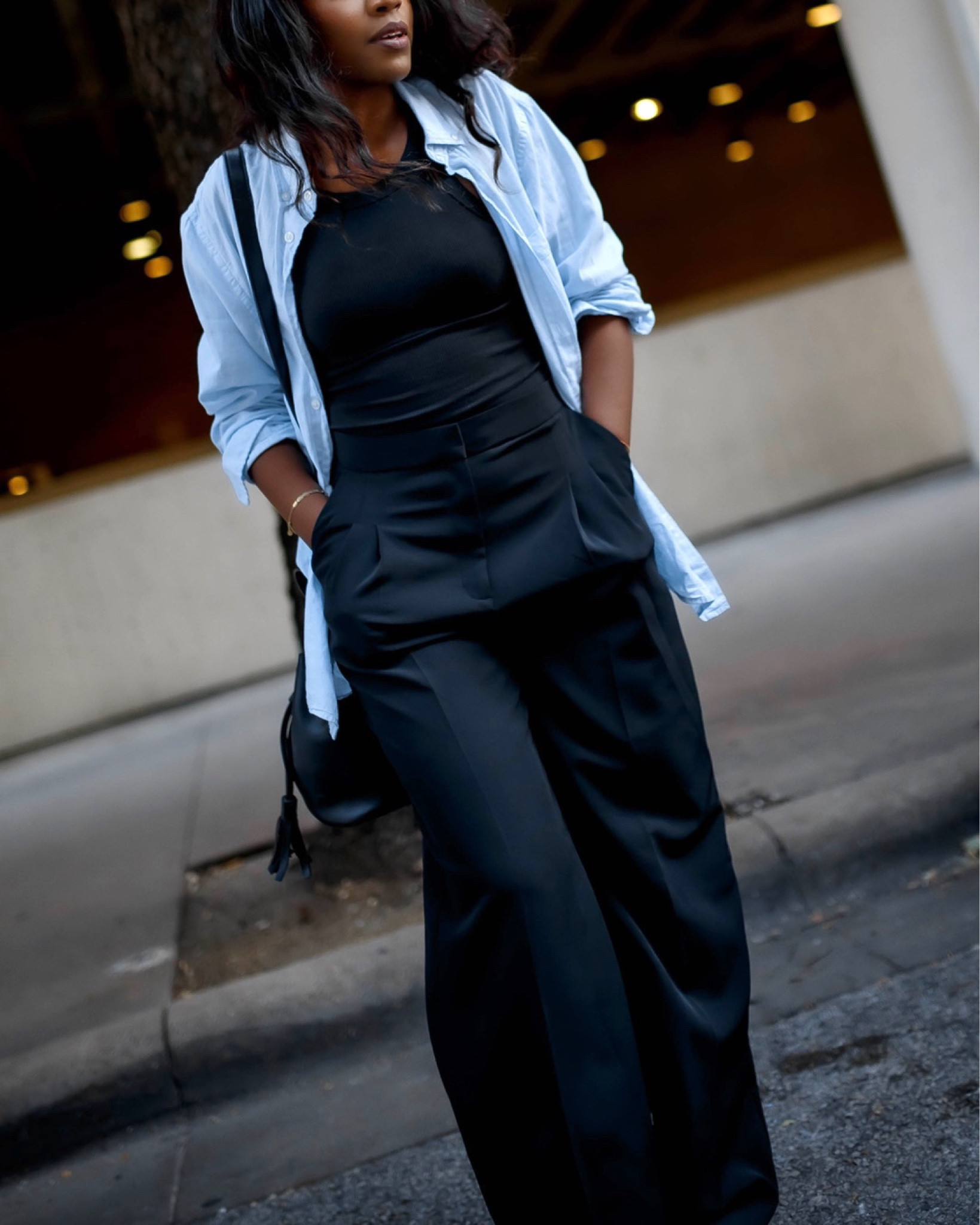 Mid week casual outfit inspo. I love this outfit on the weekend as well!

Navy Blue Tank Top from H&M(size XS)
Express Wide Leg Trousers (size 4, usually size 0 sized up for a more relaxed low waist fit)
Men’s Light Blue Button Down (size M)

fall outfits, fall style, transitional style, mens shirts, wide leg trousers, #ltkworkwear, #ltkfall, casual outfit, Amazon sunglasses, weekend sale