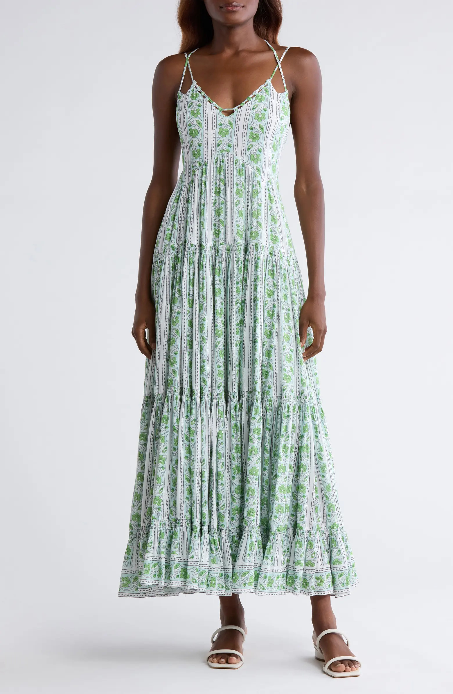 Scarlett Tiered Cotton & Silk Cover-Up Maxi Dress | Nordstrom