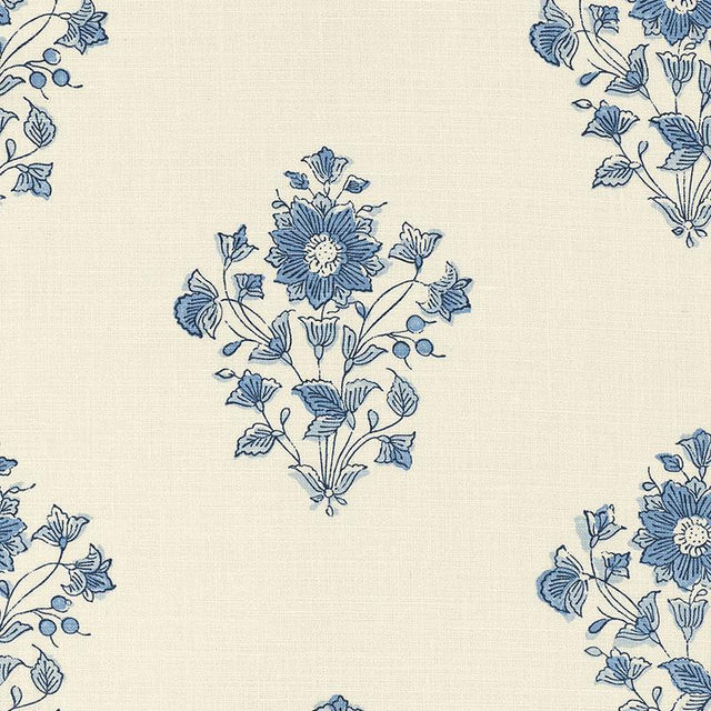 Schumacher Beatrice Bouquet Indigo Fabric | DecoratorsBest