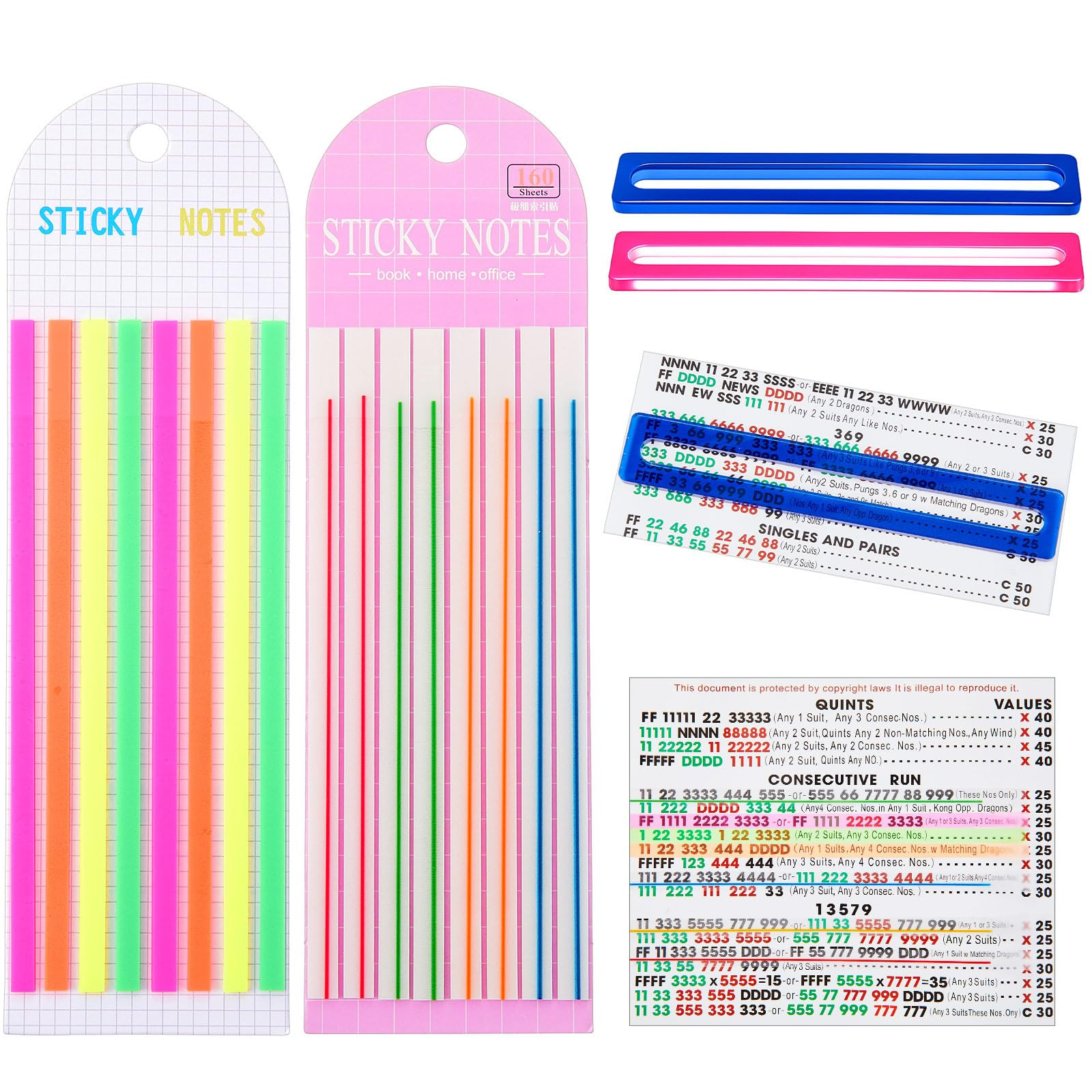 4 Pcs Mahjong Line Finder Notes, Bright Mahjong Card Line Guide Beginner Rules Reader Helper, Hig... | Amazon (US)